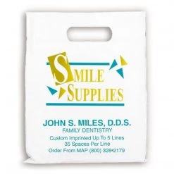 Medical Arts Press® Dental Personalized Small 2-Color Supply Bags; 7-1/2x9", Smile Supplies In Gold, 100 Bags, (63409)