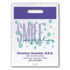Medical Arts Press® Dental Personalized Large 2-Color Supply Bags; 9 X 13", Polka Dot, Smile Supplies, 100 Bags, (57638)