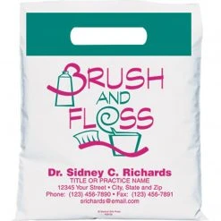 Medical Arts Press® Dental Personalized Small 2-Color Supply Bags; 7-1/2x9", Dental Icons, Brush And Floss, 100 Bags, (59755)