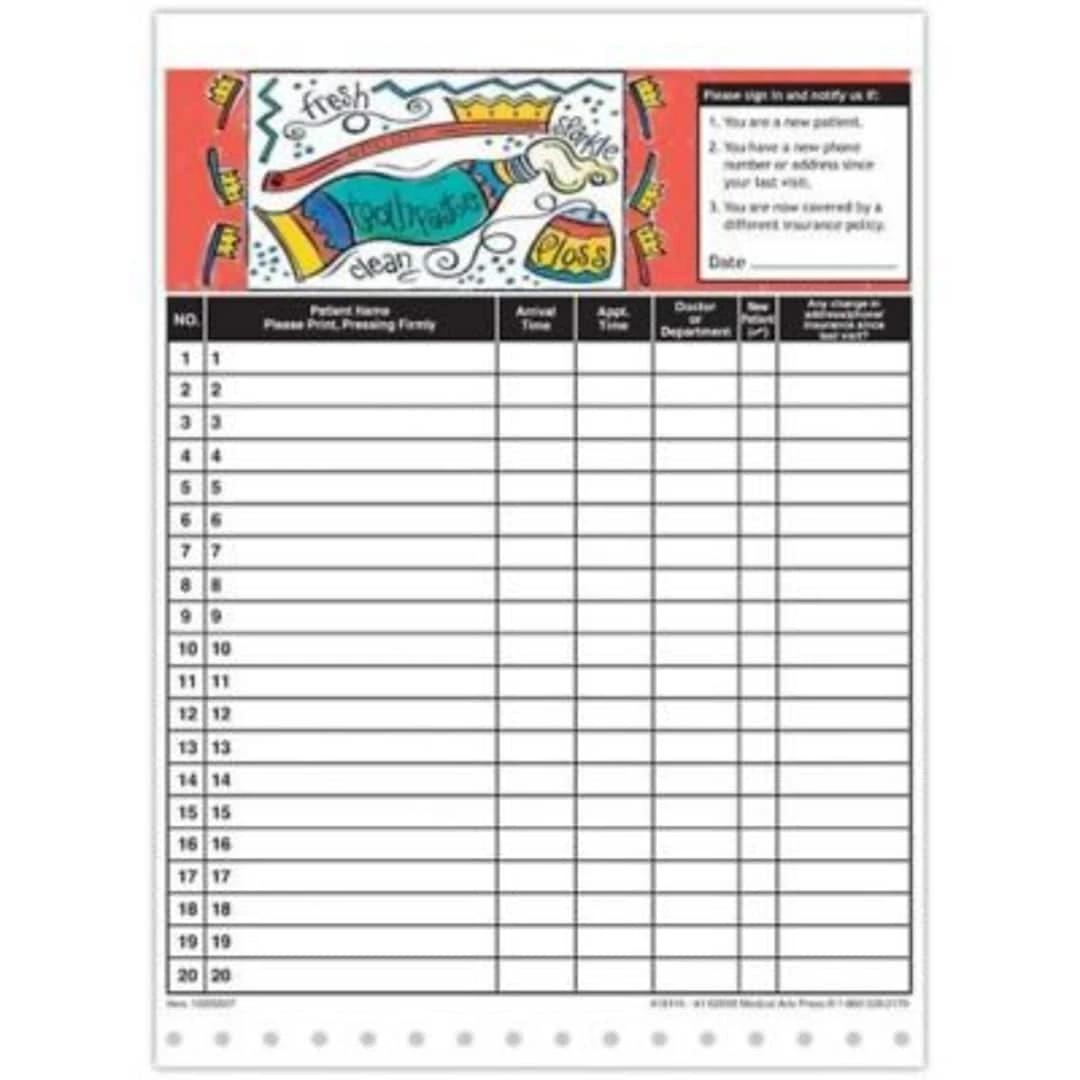 Medical Arts Press® Designer Privacy Sign-In Sheets; Dental Doodle 3 Medical Arts Press® Designer Privacy Sign-In Sheets; Dental Doodle