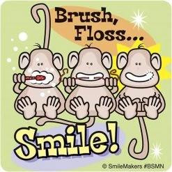 Unbranded Smilemakers® Dental Stickers; Brush, Floss, Smile Monkey Sticker