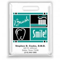 Medical Arts Press® Dental Personalized Small 2-Color Supply Bags; 7-1/2x9", Brush/Smile!, 100 Bags, (53201)