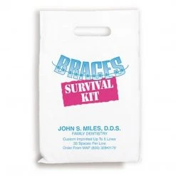 Medical Arts Press® Dental Personalized Large 2-Color Supply Bags; 9 X 13", Braces Survival Kit, 100 Bags, (633981)