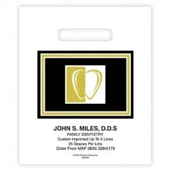 Medical Arts Press® Dental Personalized Small 2-Color Supply Bags; 7-1/2x9", Gold/Black Tooth, 100 Bags, (66902)