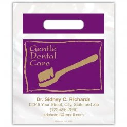 Medical Arts Press® Dental Personalized Small 2-Color Supply Bags, Brush; 7-1/2x9", Gentle Dental Care, 100 Bags, (55684)