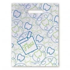 Medical Arts Press® Dental Scatter Print Bags; 7-1/2"x10", Blue & Green Floss, 100 Bags, (30289)