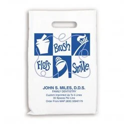 Medical Arts Press® Dental Personalized 1-Color Small Supply Bags; 7-1/2x9", Brush Floss Smile, 100 Bags, (72692)