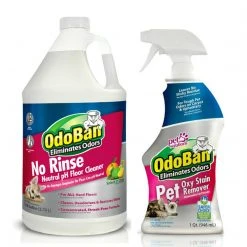 OdoBan Pet Solutions 32 Oz. Spray Oxy Stain Remover And 1 Gallon No Rinse Neutral PH Floor Cleaner (OBPTG-STP)