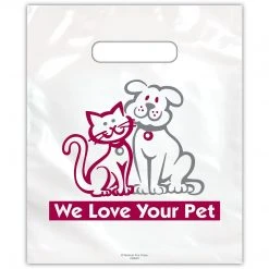 Medical Arts Press® Vet Non-Personalized 2-Color Small Supply Bags; 7-1/2x9", Cat/Dog, We Love Your Pet, 100 Bags, (36823)
