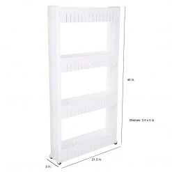 Lavish Home Mobile Shelving Unit Organizer, 4 Storage Baskets, Slim Slide Out Pantry Storage Rack -Hoover Shop unnamed file 566