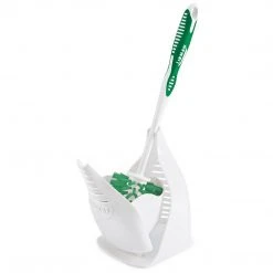 Libman Round Bowl Brush & Closed Caddy, Polypropylene, 14.5", Green & White, 4/CT
