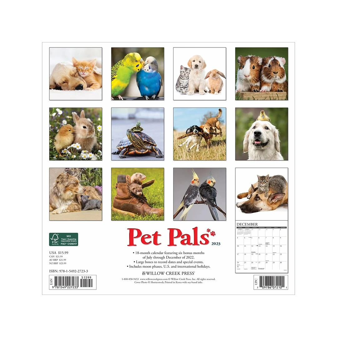 2023 Willow Creek Pet Pals 12" X 12" Monthly Wall Calendar (27233) 2 2023 Willow Creek Pet Pals 12" X 12" Monthly Wall Calendar (27233) - Image 2