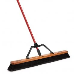 Libman Commercial 36" Smooth Surface Heavy-Duty Push Broom, Black Bristles, 3/Carton (850)