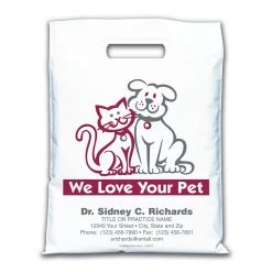 Medical Arts Press® Veterinary Personalized Large 2-Color Supply Bags; 9 X 13", Cat/Dog, We Love Your Pet, 100 Bags, (53278)