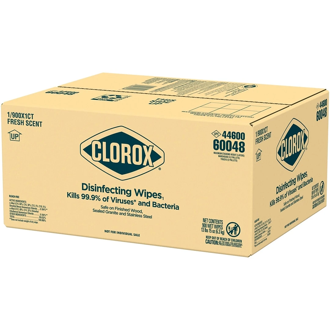 Clorox® Disinfecting Wipes, Bleach Free Cleaning Wipes, Fresh, 1 Count (Pack Of 900) (60048) 3 Clorox® Disinfecting Wipes, Bleach Free Cleaning Wipes, Fresh, 1 Count (Pack Of 900) (60048)