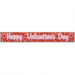 Beistle 8" X 5' Happy Valentines Day Fringe Banner; Red, 4/Pack