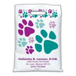 Medical Arts Press® Veterinary Personalized Large 2-Color Supply Bags; 9 X 13", Large & Small Paw Prints, 100 Bags, (55773)